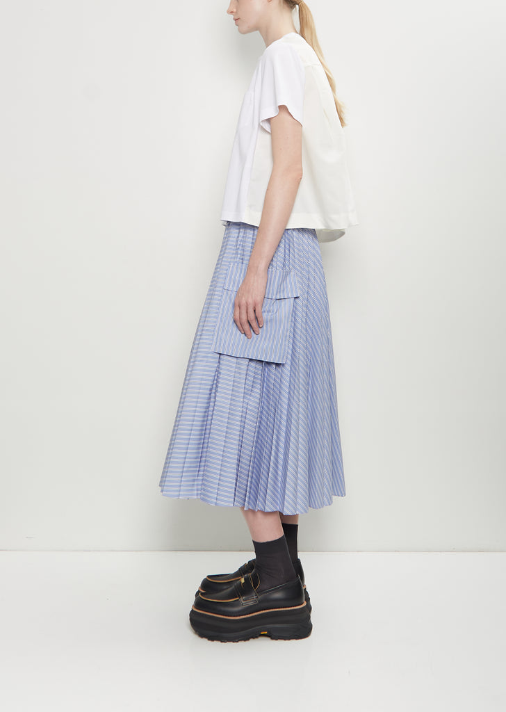 Nylon Twill x Cotton Jersey T-Shirt — White