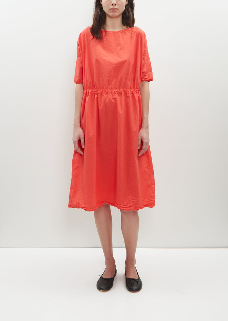 Oversized Tissue Cotton Dress — Poppy Red