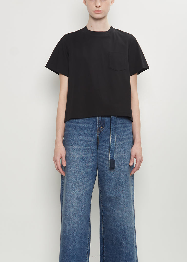 Nylon Twill x Cotton Jersey T-Shirt — Black
