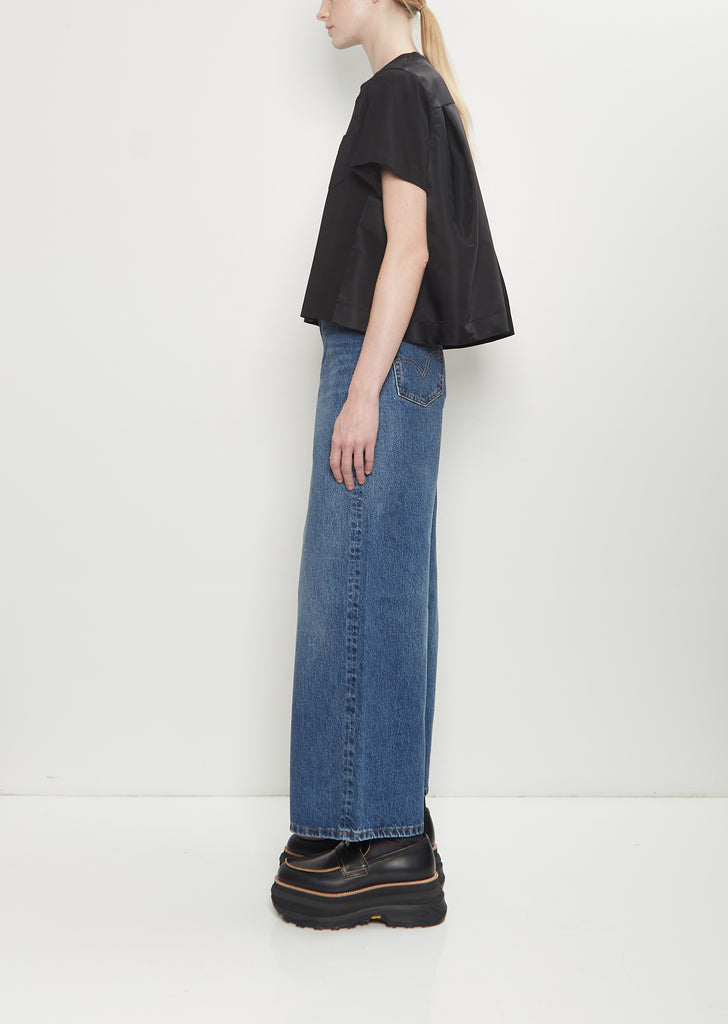 Nylon Twill x Cotton Jersey T-Shirt — Black