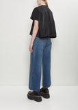 Nylon Twill x Cotton Jersey T-Shirt — Black