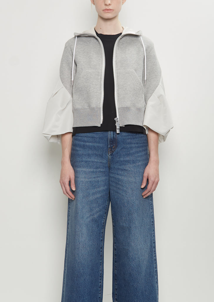 Sponge Sweat x Nylon Twill Hoodie — Light Gray