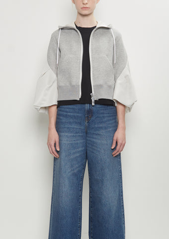 Sponge Sweat x Nylon Twill Hoodie — Light Gray