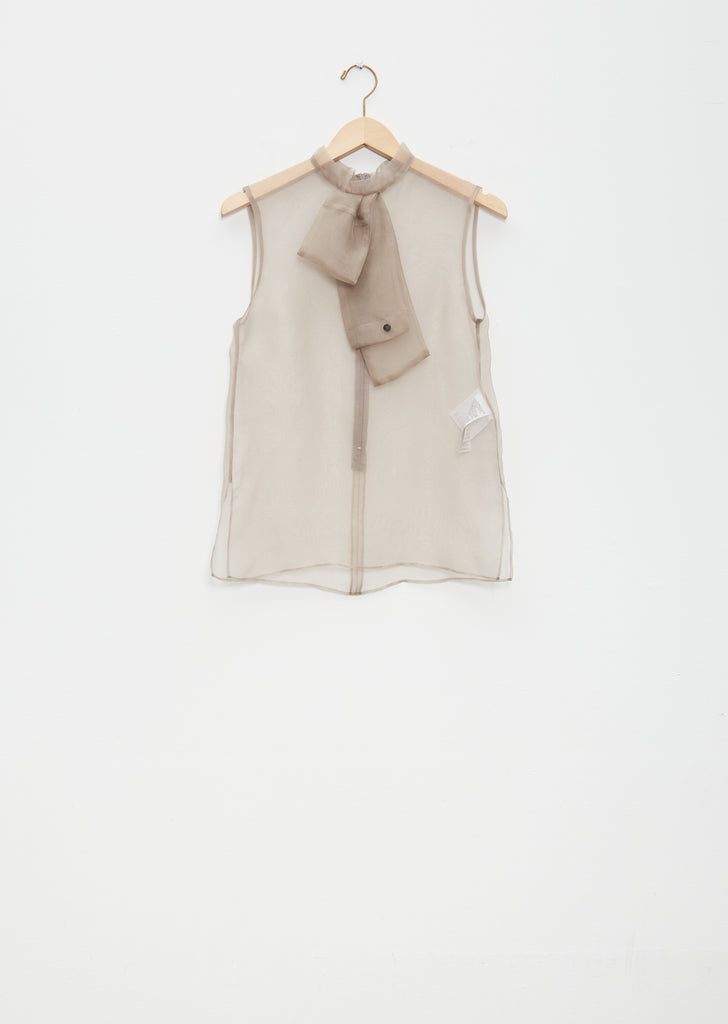 Silk Organdy Pullover Top - Beige