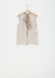 Silk Organdy Pullover Top - Beige