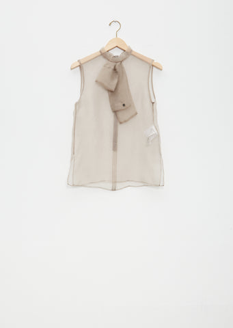 Silk Organdy Pullover Top - Beige