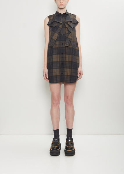 ワンピース sacai SS25 SATIN COTTON MINI DRESS (2507914 101) Sacai Mini dress in satin cotton | The Fashion Square