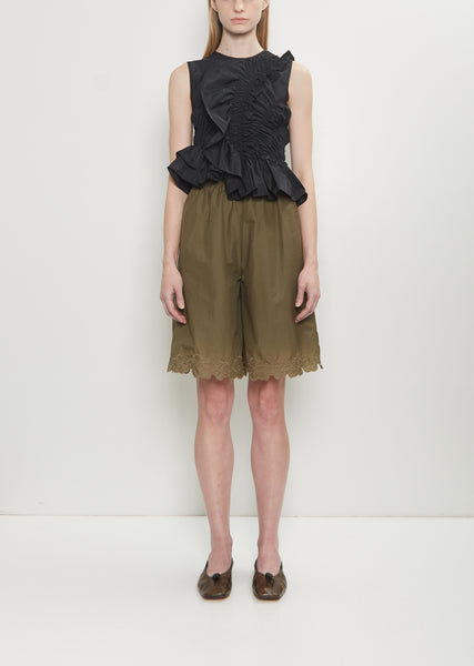 【Cecilie Bahnsen】ARYA SHORTS ARYA | SHORTS EMBROIDERED RIPSTOP OLIVE