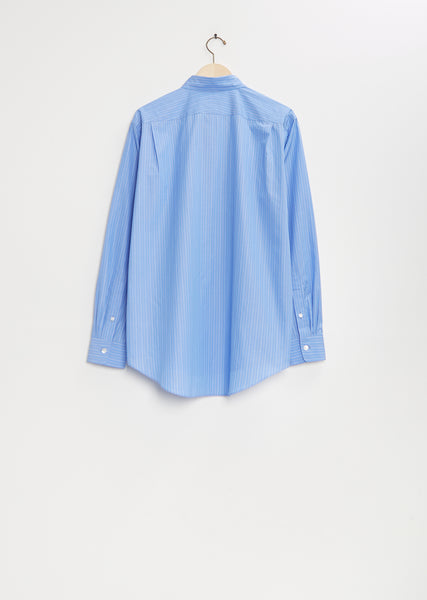 トップス AURALEE SUVIN HIGH COUNT STRIPE SHIRT AURALEE: Blue Suvin High Count Cloth Stripe Shirt | SSENSE
