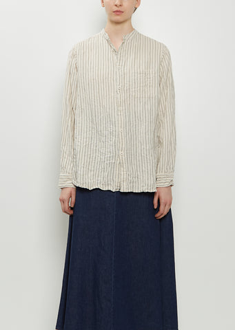 Dobby Stripe Shirring Blouse