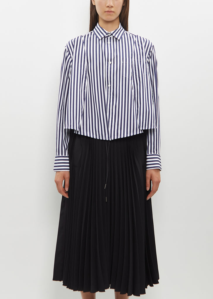 Cotton Poplin Shirt — Navy Stripe
