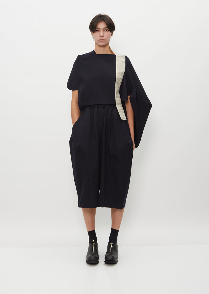 Wide Leg Cropped Gabardine Pants