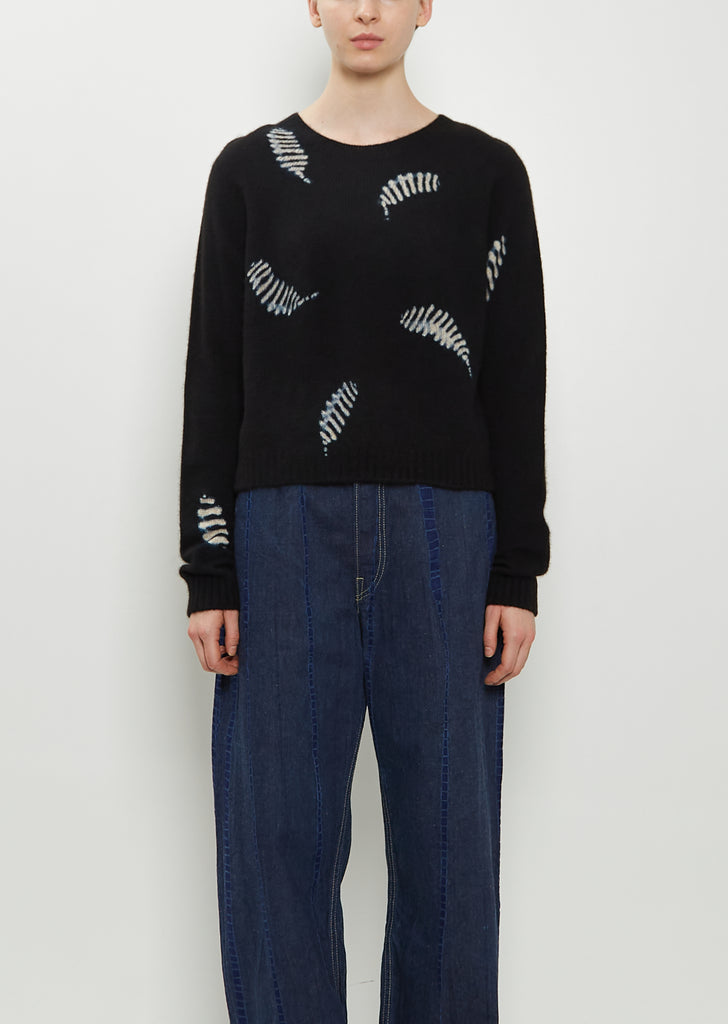 Cashmere Seamless Cropped Pullover — Black