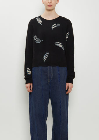 Cashmere Seamless Cropped Pullover — Black