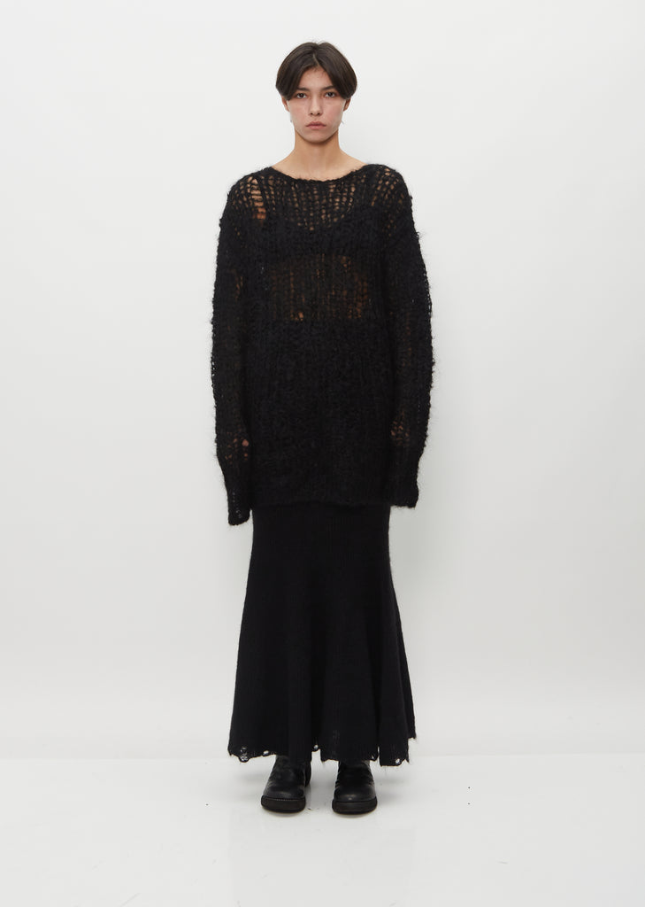 Mohair Wool Ribbed Sweater