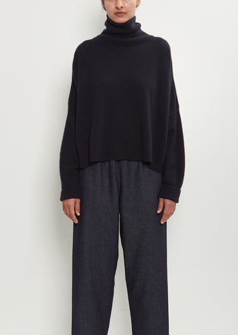 Cashmere Iconic T-Neck Sweater — Midnight