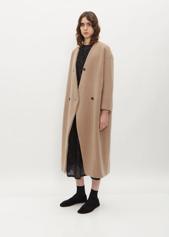 Yo Collarless Wool Cashmere Coat