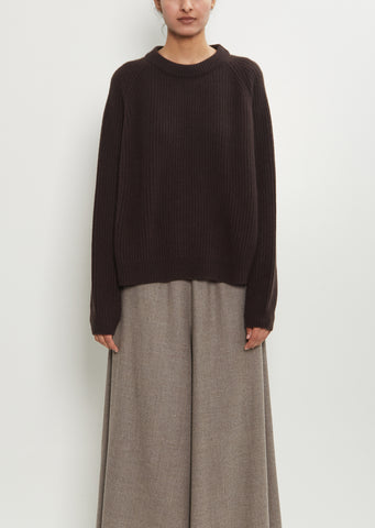 Cashmere Ribbed Raglan Sweater — Black Wood