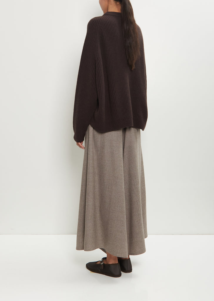 Cashmere Ribbed Raglan Sweater — Black Wood