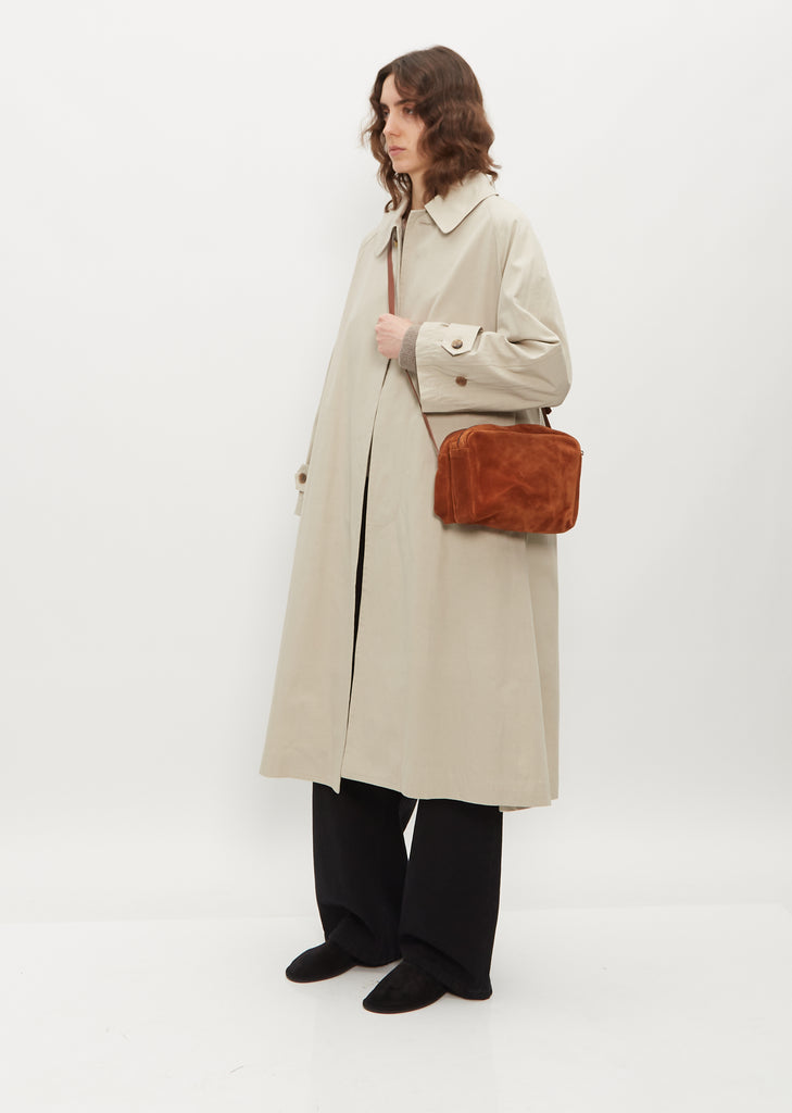 Ayako Suede Double Cross Bag — Dark Honey