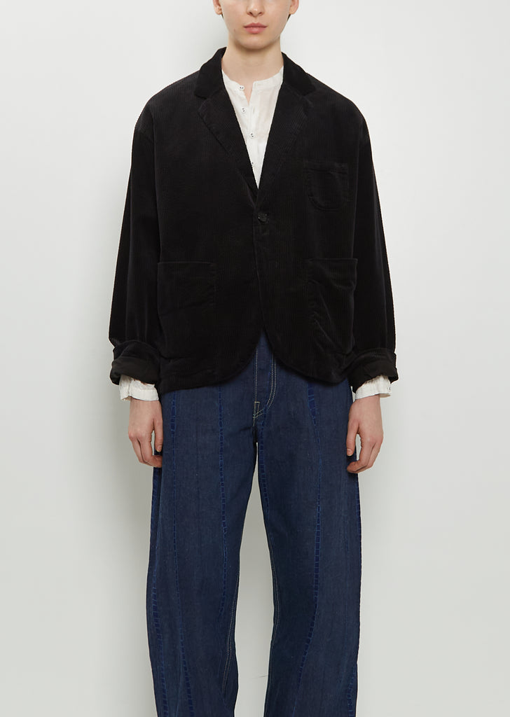 Corduroy Tailored Jacket — Black