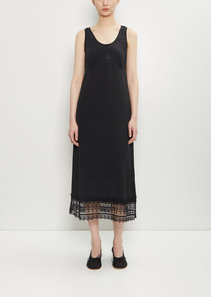 Satin Lace Trim Slip Dress