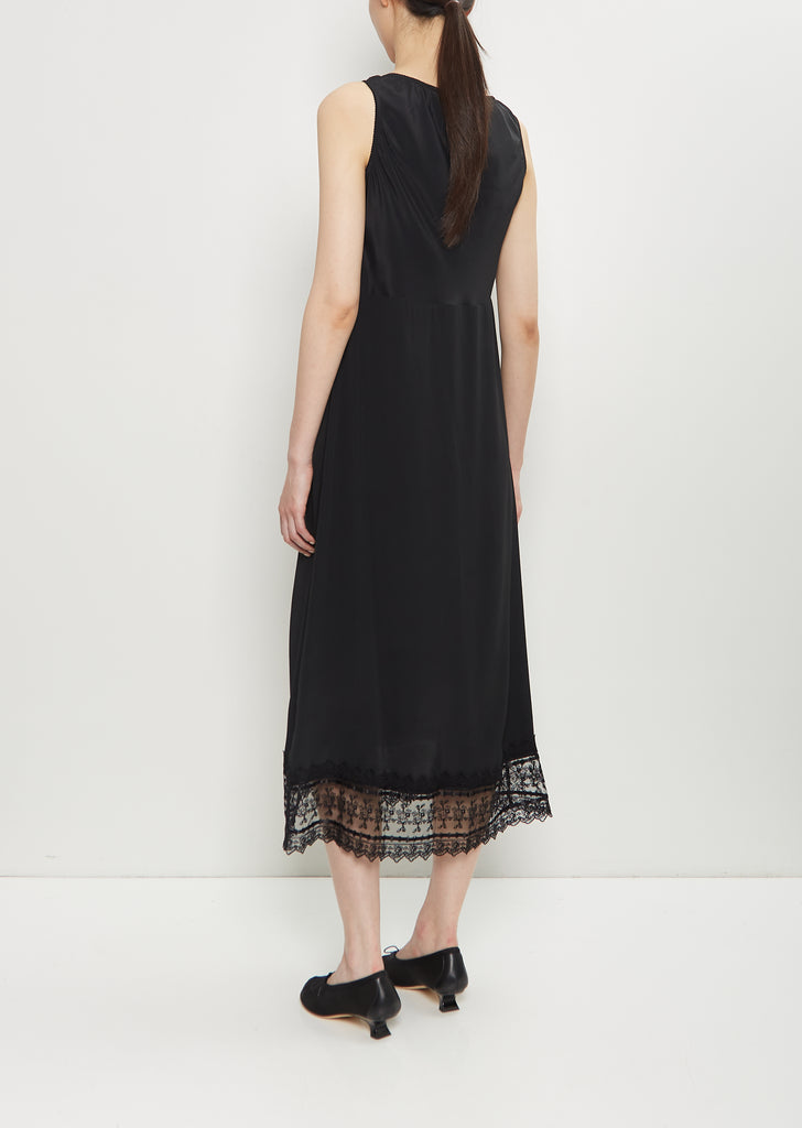 Satin Lace Trim Slip Dress