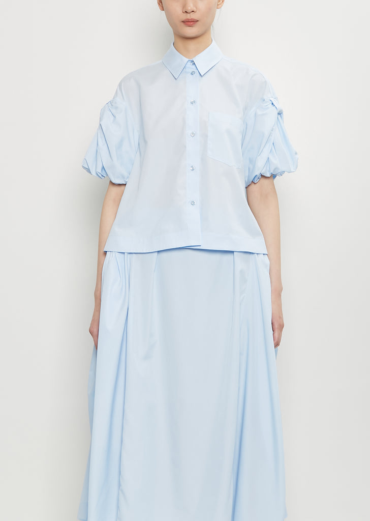 Cotton Bow Sleeve Cropped Shirt