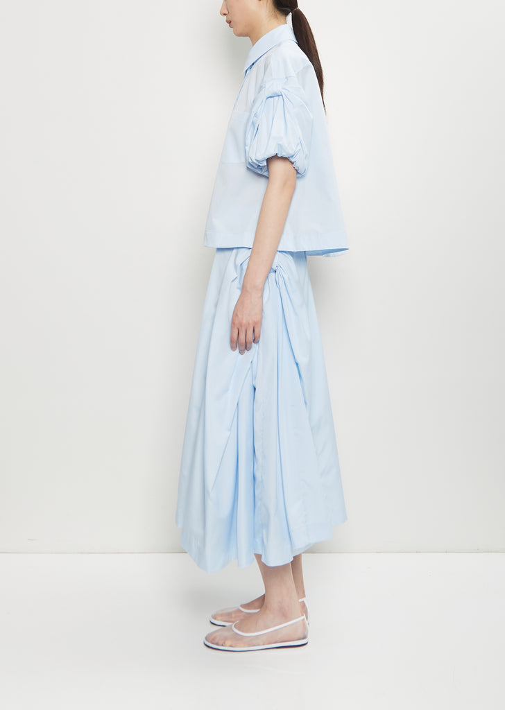 Cotton Bow Sleeve Cropped Shirt