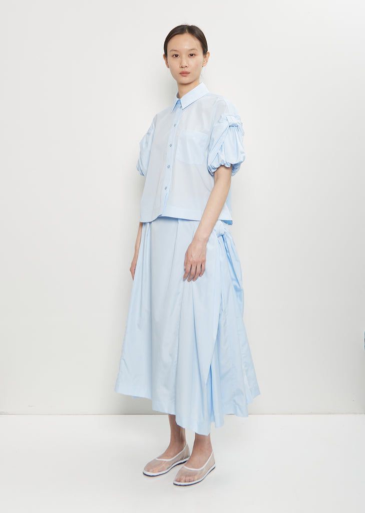 Cotton Bow Sleeve Cropped Shirt