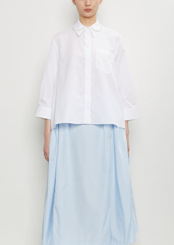 Cotton Embellished Cropped Shirt — White