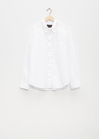 Classic Fit Shirt w/ Pearl Collar — White