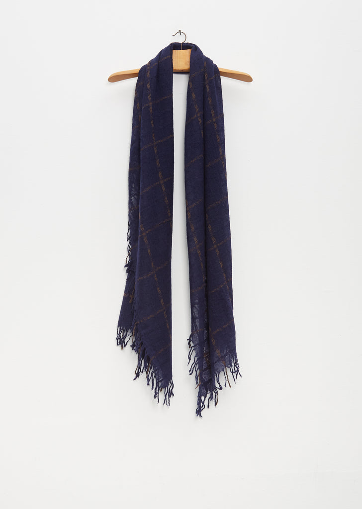 Plaid Cashmere Scarf — Navy