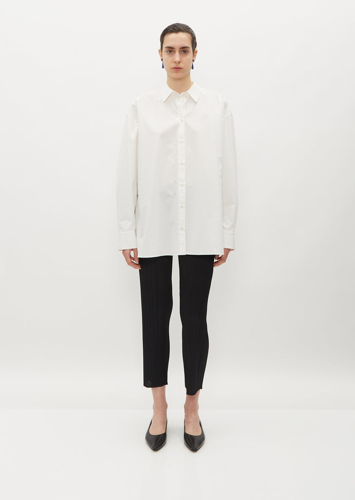 Pleated Crop Tapered Pants — Black