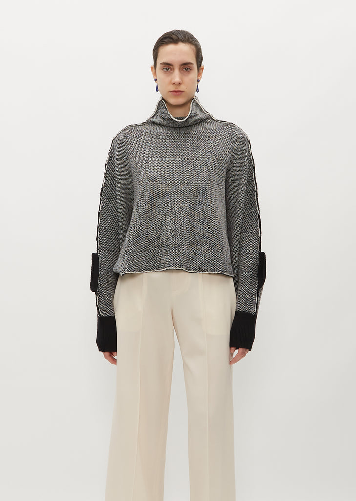Seed Stitch Knit Top — Black Hued