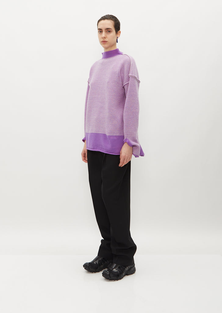 Seed Stitch Knit Top — Purple