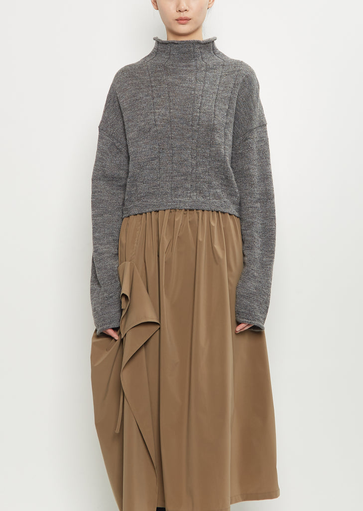 Wool Design Knit Cropped Pullover