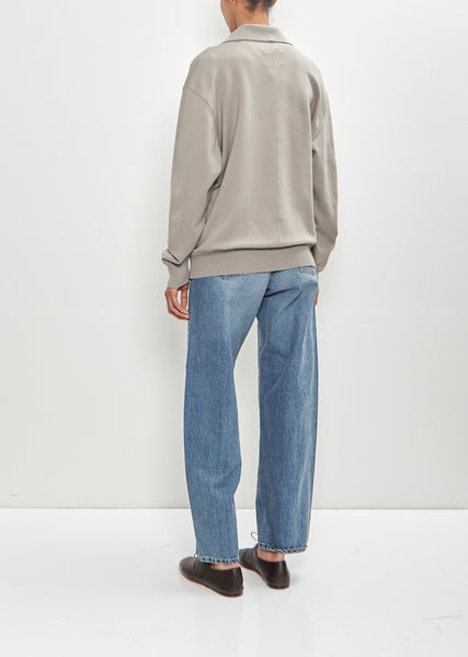 Cotton Smooth Knit Collared Cardigan — Taupe – La Garçonne