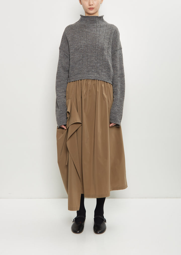 Twill Asymmetric Gathered Skirt