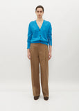 Mid Rise Pleat Front Wool Pant