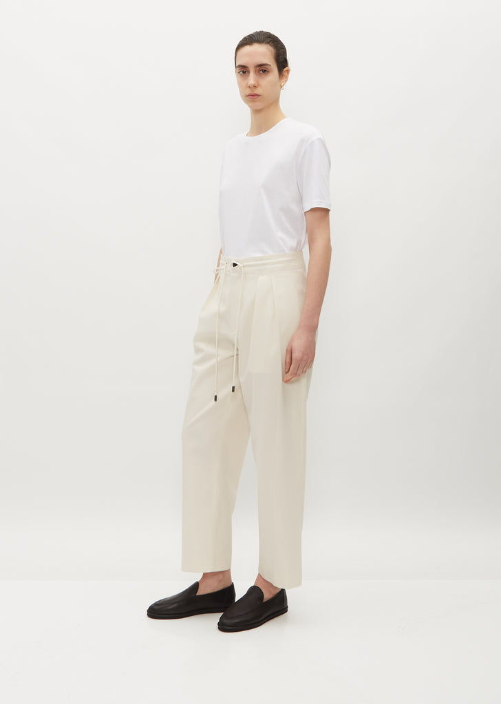 Pleat Front Organic Cotton Drawstring Trouser