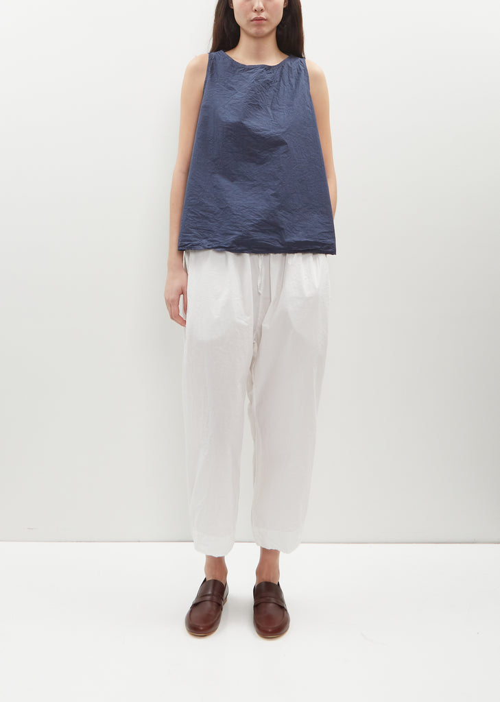 Sleeveless Tissue Cotton Top — Navy