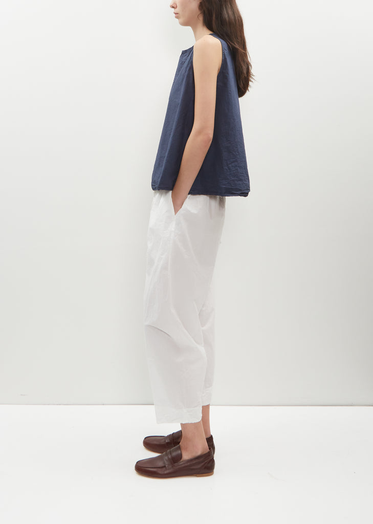 Sleeveless Tissue Cotton Top — Navy