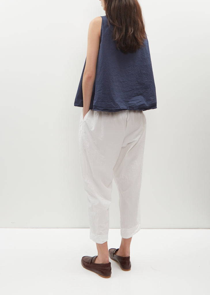 Sleeveless Tissue Cotton Top — Navy