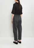 Linen Wool Stripe Wide Pull On Pant