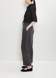 Linen Wool Stripe Wide Pull On Pant