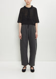Linen Wool Stripe Wide Pull On Pant