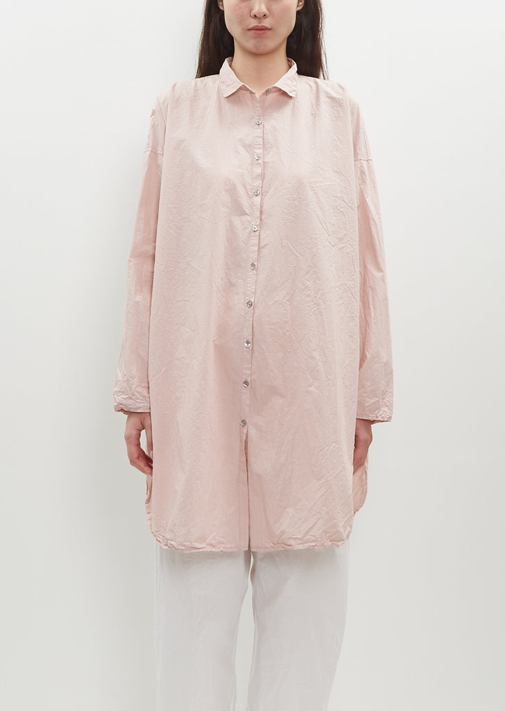 Long Collar Tissue Cotton Shirt — Petal Pink