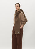 Brushed Alpaca Wool Melton Regular Stole — Dark Olive