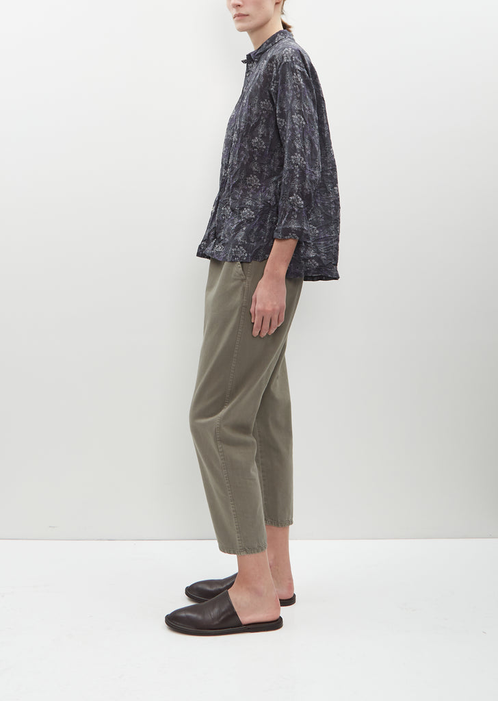 Calamint Print Blouse — Charcoal